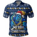 Personalized Parramatta Eels Christmas Polo Shirt Australian Rugby Fans - Pixelated Ugly Xmas Pattern Mascot Santa