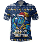 Personalized Parramatta Eels Christmas Polo Shirt Australian Rugby Fans - Pixelated Ugly Xmas Pattern Mascot Santa