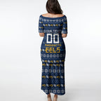 Personalized Parramatta Eels Christmas Puletasi Australian Rugby Fans - Pixelated Ugly Xmas Pattern Mascot Santa