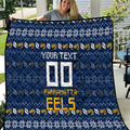 Personalized Parramatta Eels Christmas Quilt Australian Rugby Fans - Pixelated Ugly Xmas Pattern Mascot Santa