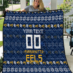 Personalized Parramatta Eels Christmas Quilt Australian Rugby Fans - Pixelated Ugly Xmas Pattern Mascot Santa