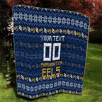 Personalized Parramatta Eels Christmas Quilt Australian Rugby Fans - Pixelated Ugly Xmas Pattern Mascot Santa