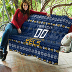 Personalized Parramatta Eels Christmas Quilt Australian Rugby Fans - Pixelated Ugly Xmas Pattern Mascot Santa