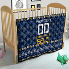 Personalized Parramatta Eels Christmas Quilt Australian Rugby Fans - Pixelated Ugly Xmas Pattern Mascot Santa
