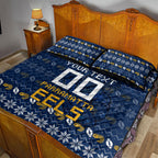 Personalized Parramatta Eels Christmas Quilt Bed Set Australian Rugby Fans - Pixelated Ugly Xmas Pattern Mascot Santa