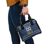 Personalized Parramatta Eels Christmas Shoulder Handbag Australian Rugby Fans - Pixelated Ugly Xmas Pattern Mascot Santa