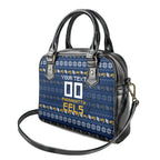 Personalized Parramatta Eels Christmas Shoulder Handbag Australian Rugby Fans - Pixelated Ugly Xmas Pattern Mascot Santa