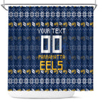 Personalized Parramatta Eels Christmas Shower Curtain Australian Rugby Fans - Pixelated Ugly Xmas Pattern Mascot Santa