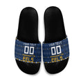 Personalized Parramatta Eels Christmas Slide Sandals Australian Rugby Fans - Pixelated Ugly Xmas Pattern Mascot Santa