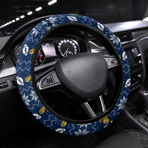 Parramatta Eels Christmas Steering Wheel Cover Australian Rugby Fans - Pixelated Ugly Xmas Pattern Mascot Santa