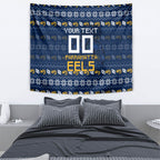 Personalized Parramatta Eels Christmas Tapestry Australian Rugby Fans - Pixelated Ugly Xmas Pattern Mascot Santa