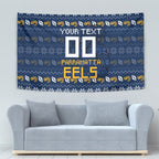 Personalized Parramatta Eels Christmas Tapestry Australian Rugby Fans - Pixelated Ugly Xmas Pattern Mascot Santa