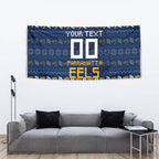 Personalized Parramatta Eels Christmas Tapestry Australian Rugby Fans - Pixelated Ugly Xmas Pattern Mascot Santa