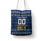 Personalized Parramatta Eels Christmas Tote Bag Australian Rugby Fans - Pixelated Ugly Xmas Pattern Mascot Santa