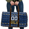 Personalized Parramatta Eels Christmas Travel Bag Australian Rugby Fans - Pixelated Ugly Xmas Pattern Mascot Santa