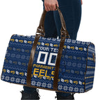 Personalized Parramatta Eels Christmas Travel Bag Australian Rugby Fans - Pixelated Ugly Xmas Pattern Mascot Santa