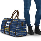 Personalized Parramatta Eels Christmas Travel Bag Australian Rugby Fans - Pixelated Ugly Xmas Pattern Mascot Santa