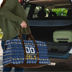 Personalized Parramatta Eels Christmas Travel Bag Australian Rugby Fans - Pixelated Ugly Xmas Pattern Mascot Santa