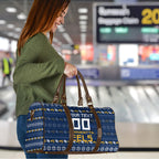 Personalized Parramatta Eels Christmas Travel Bag Australian Rugby Fans - Pixelated Ugly Xmas Pattern Mascot Santa