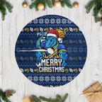 Parramatta Eels Christmas Tree Skirt Australian Rugby Fans - Pixelated Ugly Xmas Pattern Mascot Santa