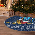 Parramatta Eels Christmas Tree Skirt Australian Rugby Fans - Pixelated Ugly Xmas Pattern Mascot Santa