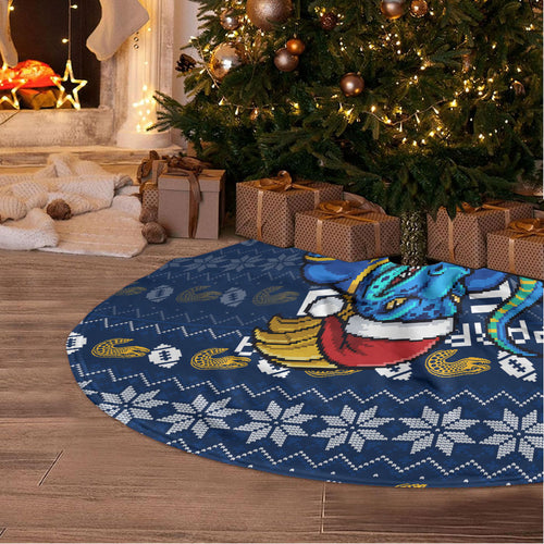 Parramatta Eels Christmas Tree Skirt Australian Rugby Fans - Pixelated Ugly Xmas Pattern Mascot Santa