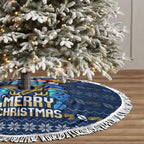 Parramatta Eels Christmas Tree Skirt Australian Rugby Fans - Pixelated Ugly Xmas Pattern Mascot Santa