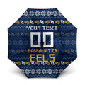 Personalized Parramatta Eels Christmas Umbrella Australian Rugby Fans - Pixelated Ugly Xmas Pattern Mascot Santa