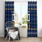 Personalized Parramatta Eels Christmas Window Curtain Australian Rugby Fans - Pixelated Ugly Xmas Pattern Mascot Santa