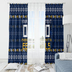 Personalized Parramatta Eels Christmas Window Curtain Australian Rugby Fans - Pixelated Ugly Xmas Pattern Mascot Santa