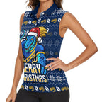 Personalized Parramatta Eels Christmas Women Sleeveless Polo Shirt Australian Rugby Fans - Pixelated Ugly Xmas Pattern Mascot Santa