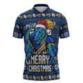 Personalized Parramatta Eels Christmas Zipper Polo Shirt Australian Rugby Fans - Pixelated Ugly Xmas Pattern Mascot Santa
