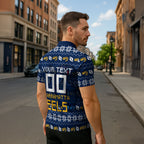 Personalized Parramatta Eels Christmas Zipper Polo Shirt Australian Rugby Fans - Pixelated Ugly Xmas Pattern Mascot Santa