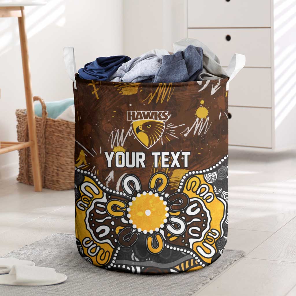 Personalized Hawthorn Hawks Laundry Basket Aboriginal Dot Painting Graffiti Style