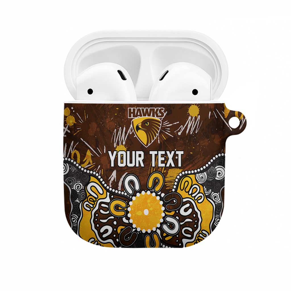Personalized Hawthorn Hawks AirPods Case Aboriginal Dot Painting Graffiti Style