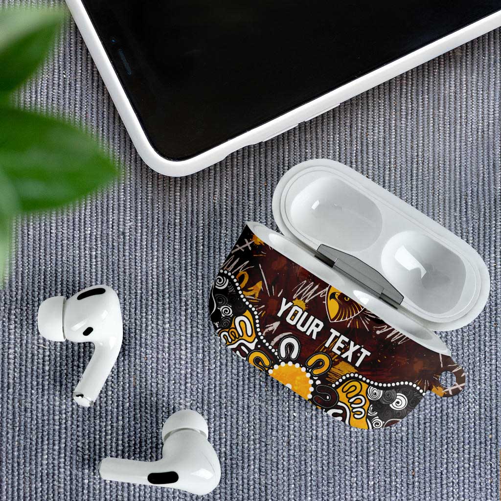 Personalized Hawthorn Hawks AirPods Case Aboriginal Dot Painting Graffiti Style