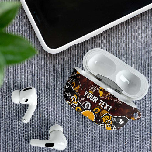 Personalized Hawthorn Hawks AirPods Case Aboriginal Dot Painting Graffiti Style