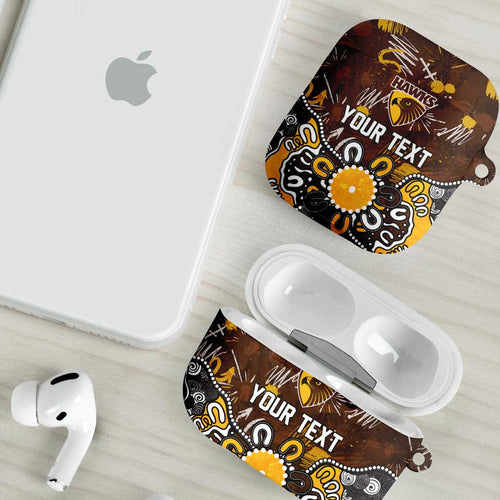Personalized Hawthorn Hawks AirPods Case Aboriginal Dot Painting Graffiti Style