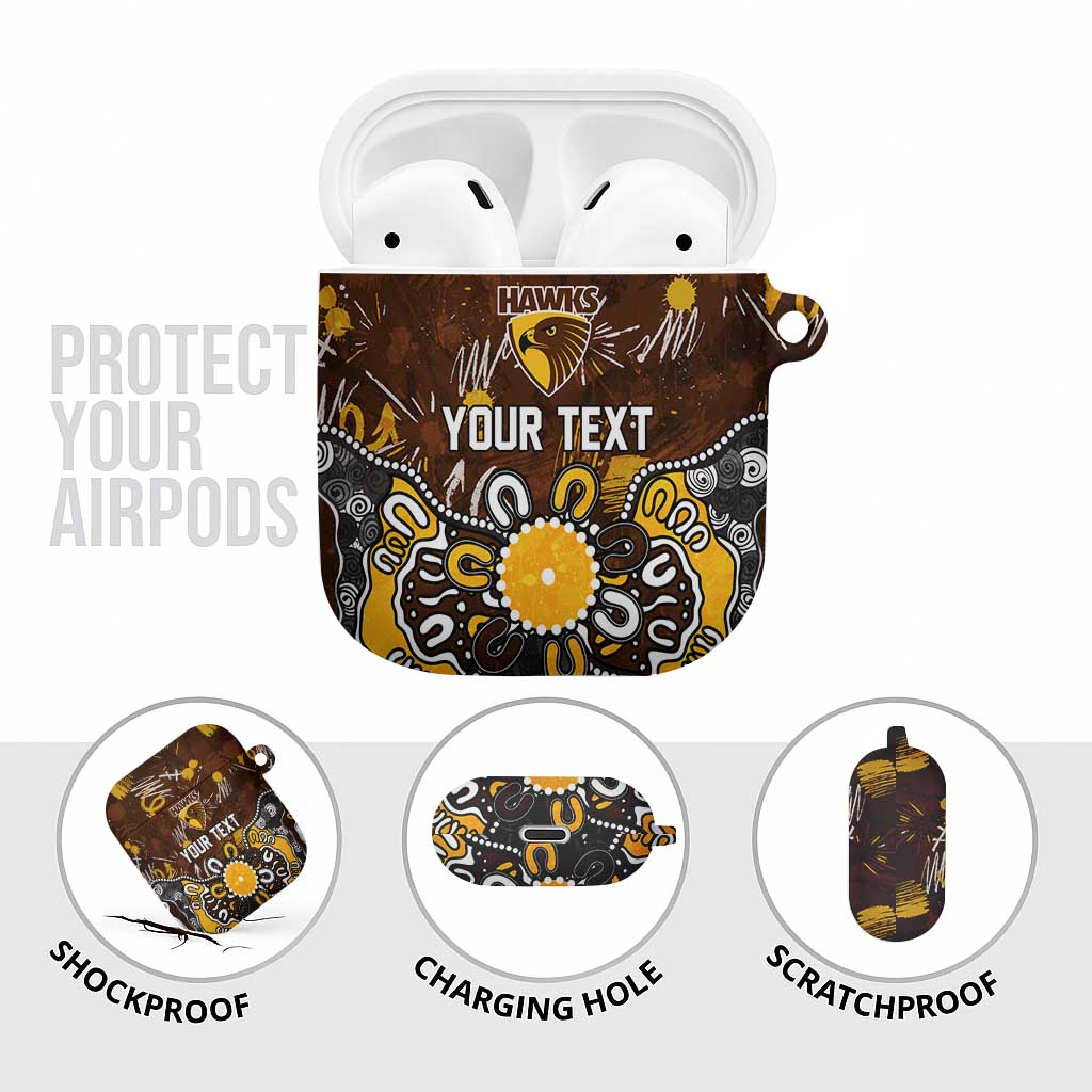 Personalized Hawthorn Hawks AirPods Case Aboriginal Dot Painting Graffiti Style