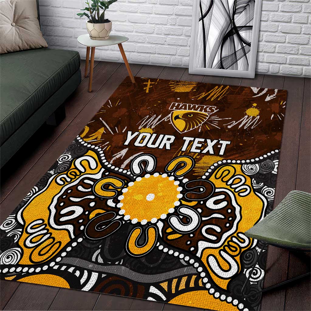Personalized Hawthorn Hawks Area Rug Aboriginal Dot Painting Graffiti Style