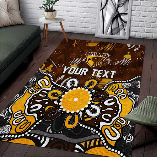 Personalized Hawthorn Hawks Area Rug Aboriginal Dot Painting Graffiti Style