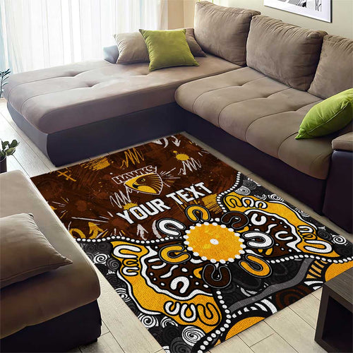 Personalized Hawthorn Hawks Area Rug Aboriginal Dot Painting Graffiti Style