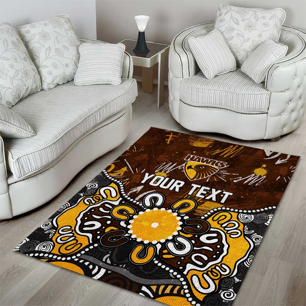 Personalized Hawthorn Hawks Area Rug Aboriginal Dot Painting Graffiti Style