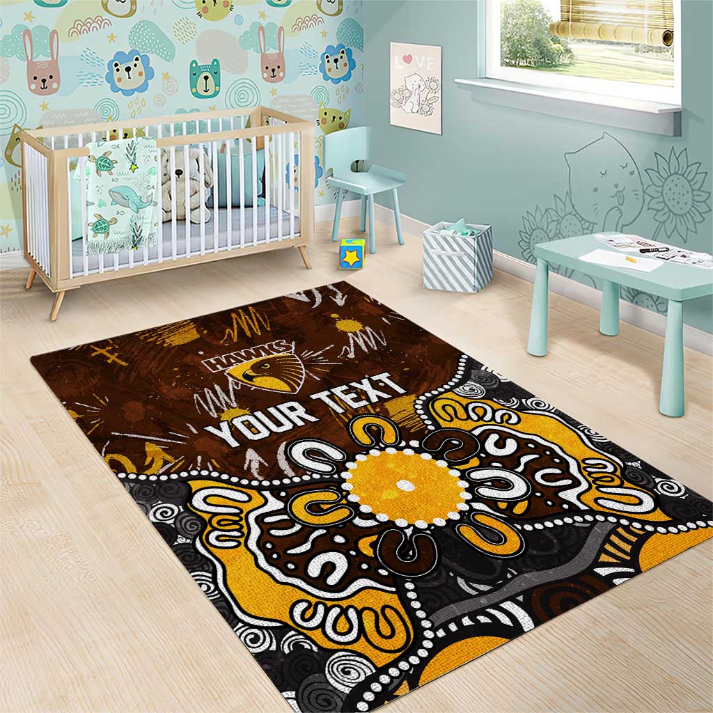 Personalized Hawthorn Hawks Area Rug Aboriginal Dot Painting Graffiti Style