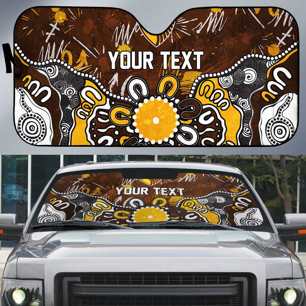 Personalized Hawthorn Hawks Auto Sun Shade Aboriginal Dot Painting Graffiti Style