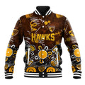 Personalized Hawthorn Hawks Baseball Jacket Aboriginal Dot Painting Graffiti Style