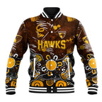 Personalized Hawthorn Hawks Baseball Jacket Aboriginal Dot Painting Graffiti Style