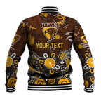 Personalized Hawthorn Hawks Baseball Jacket Aboriginal Dot Painting Graffiti Style