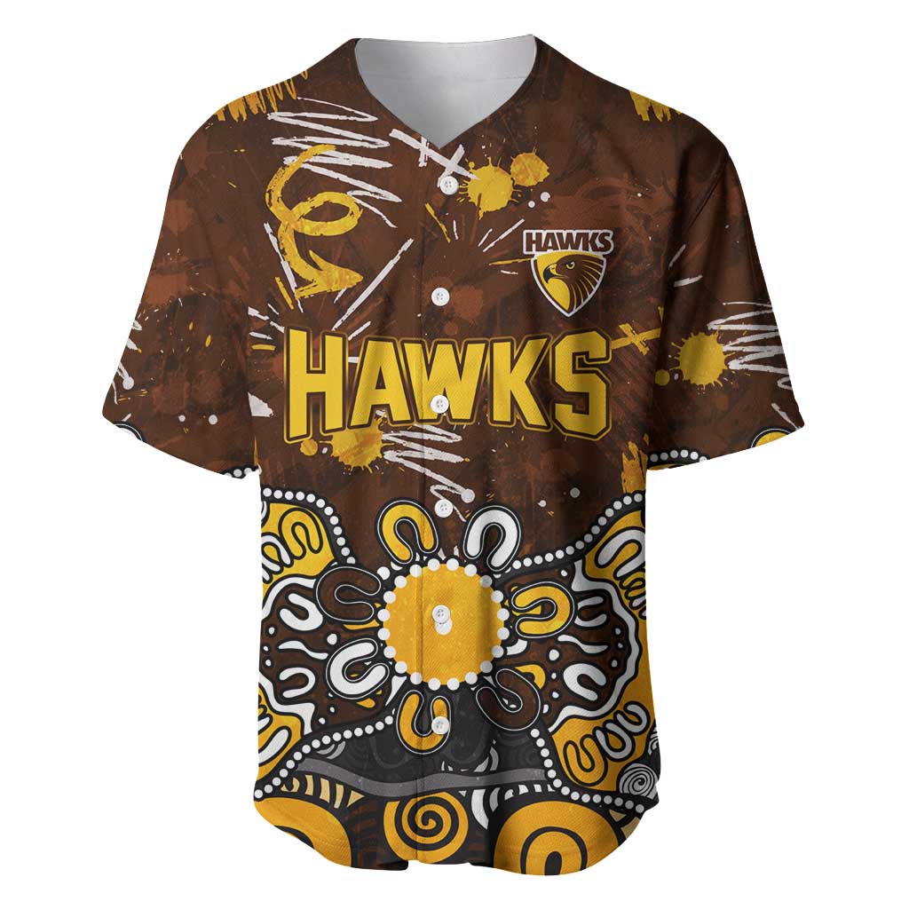 Personalized Hawthorn Hawks Baseball Jersey Aboriginal Dot Painting Graffiti Style