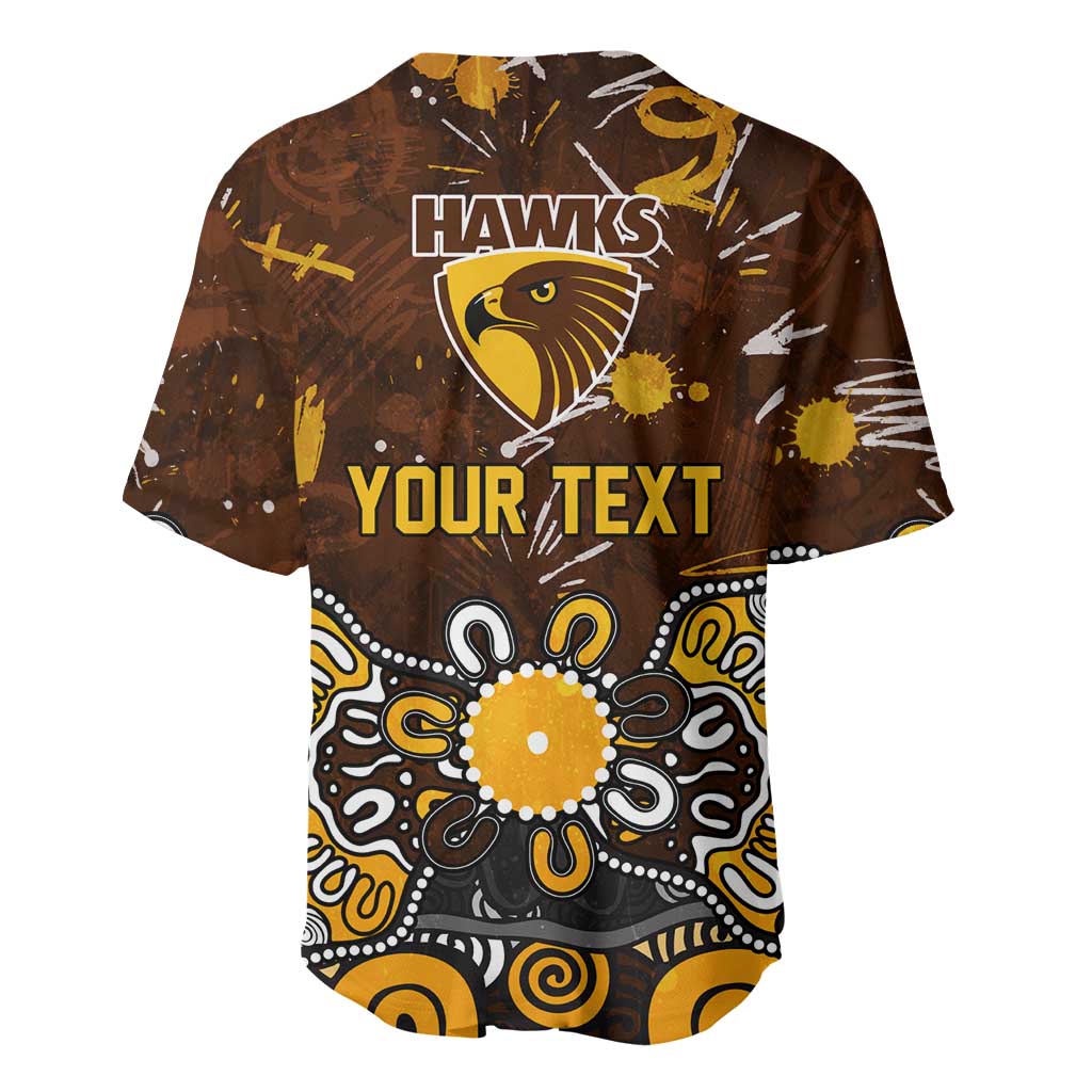 Personalized Hawthorn Hawks Baseball Jersey Aboriginal Dot Painting Graffiti Style